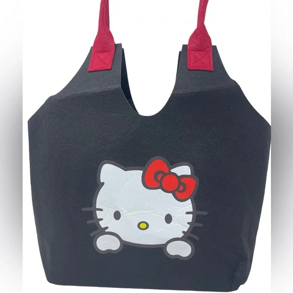 2 PACK Hello Kitty Felt Tote Bag Sanrio Handbag New - Picture 7 of 16
